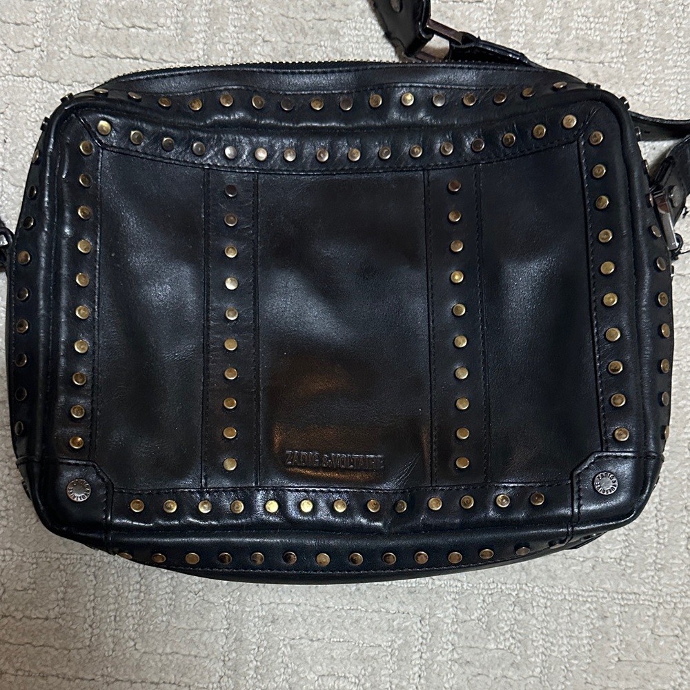 Zadig & Voltaire Black Crossbody Bag with Gold Accents